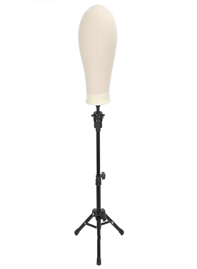 FUTAI 22 inches Canvas Mannequin Head with Tripod Stand Wig Cap T Pins Rat Tail Comb and Hairpins for Wig Making Practice Styling Training Display - Image 5